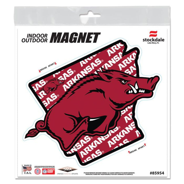 Arkansas Razorbacks STATE Outdoor Magnets 6" x 6"