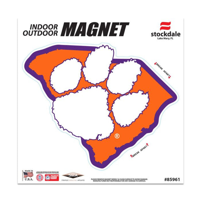 Imanes para exteriores de Clemson Tigers STATE de 6" x 6"