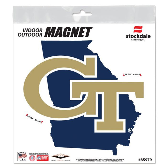 Georgia Tech Yellow Jackets STATE Outdoor Magnets 6" x 6"