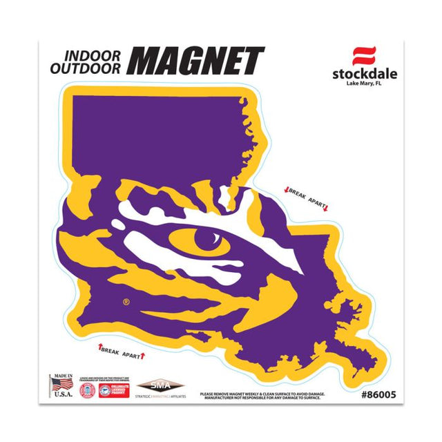 Imanes para exteriores de LSU Tigers STATE de 6" x 6"