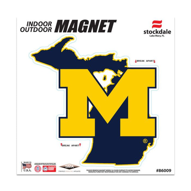 Michigan Wolverines STATE Outdoor Magnets 6" x 6"