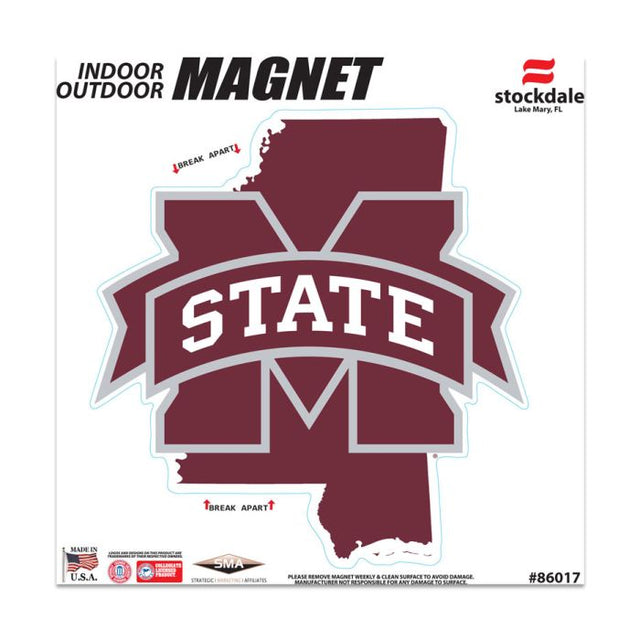 Mississippi State Bulldogs STATE Outdoor Magnets 6" x 6"