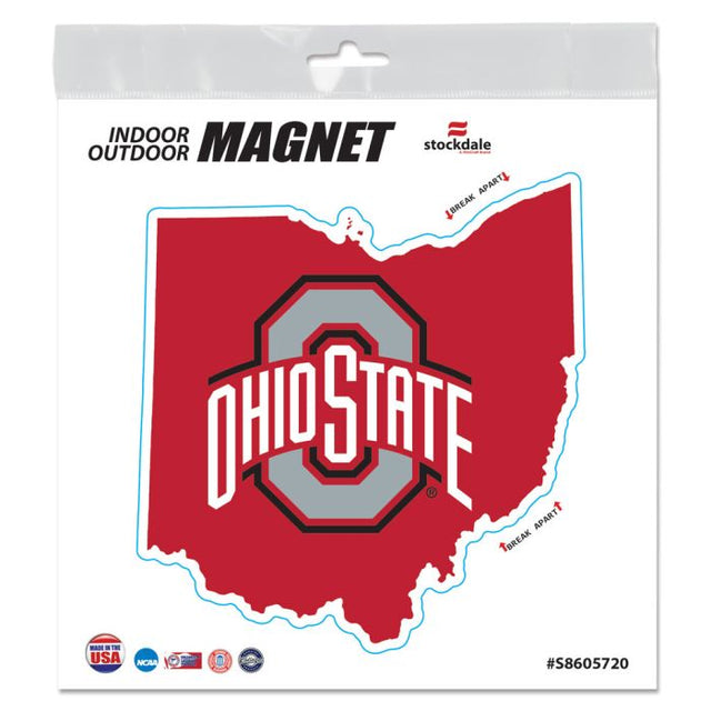 Ohio State Buckeyes STATE SHAPE Outdoor Magnets 6" x 6"