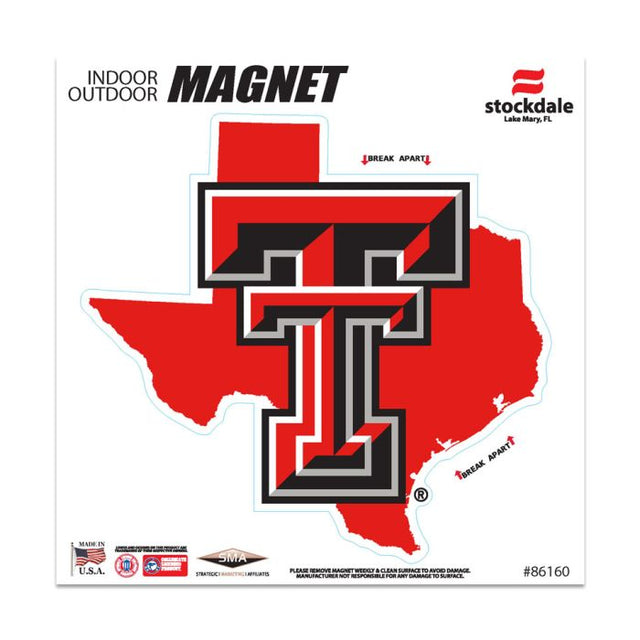 Imanes para exteriores de Texas Tech Red Raiders STATE de 6" x 6"