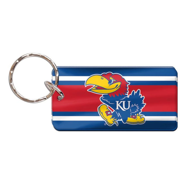 Llavero rectangular con rayas de los Kansas Jayhawks