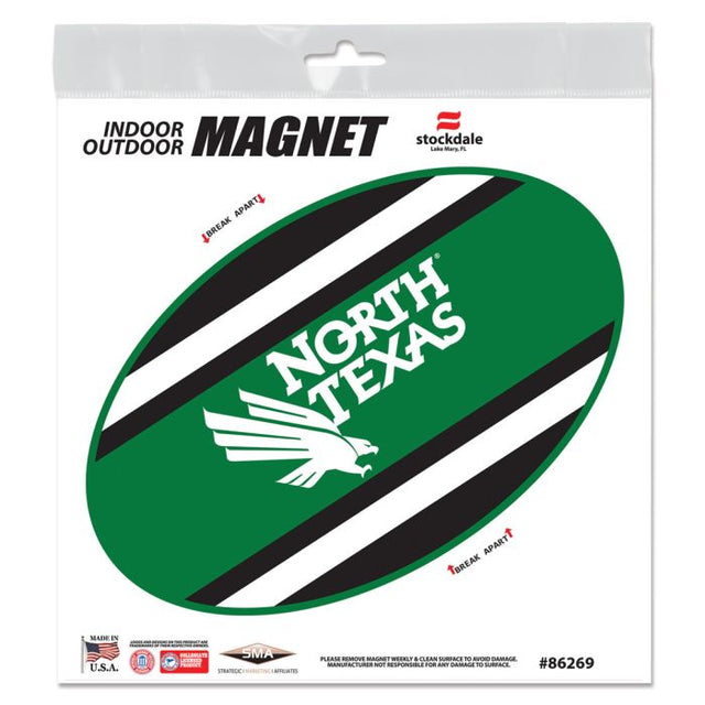 Imanes para exteriores North Texas Mean Green STRIPES de 6" x 6"