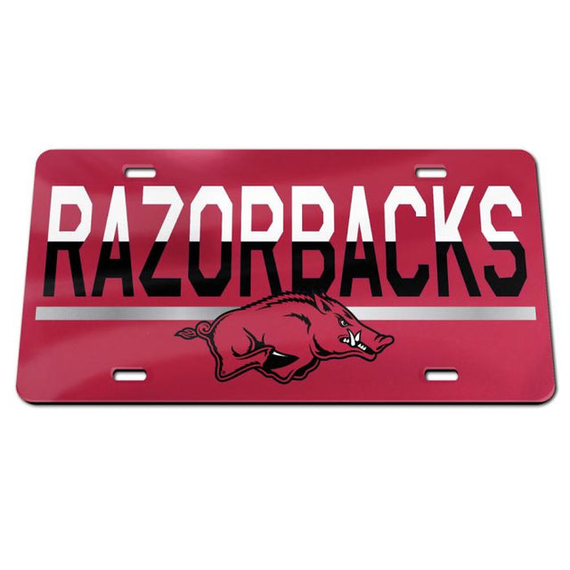 Matrícula acrílica especial COLOR DUO de Arkansas Razorbacks