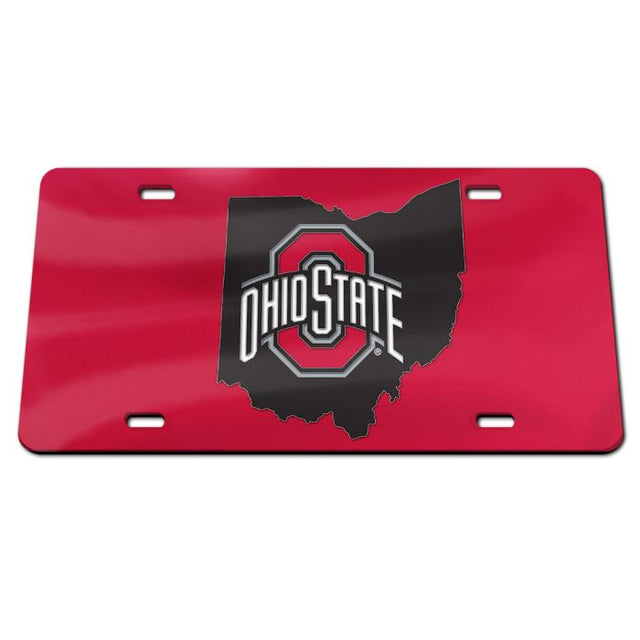 Ohio State Buckeyes STATE SHAPE Specialty Acrylic License Plate