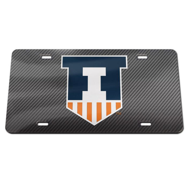 Illinois Fighting Illini CARBON Acrylic Classic License Plates