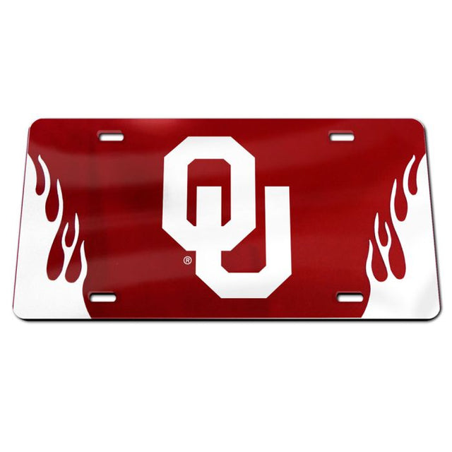 Oklahoma Sooners FLAMES Acrylic Classic License Plates