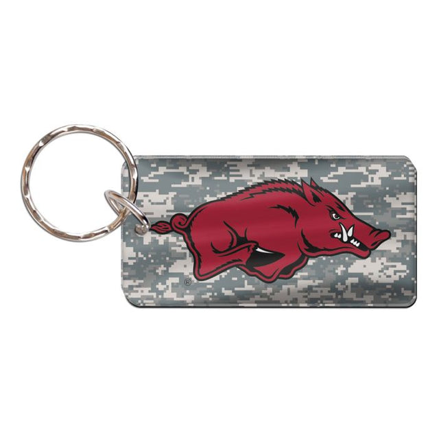 Llavero rectangular con estampado de camuflaje de Arkansas Razorbacks