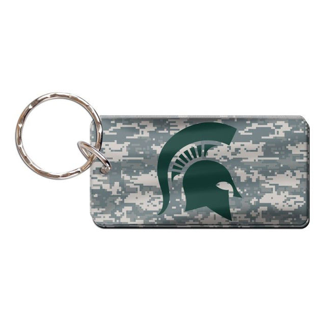 Llavero rectangular con estampado de camuflaje de los Spartans de Michigan State