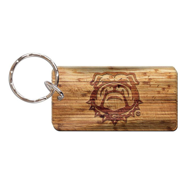 Llavero rectangular de madera desgastada de los Georgia Bulldogs