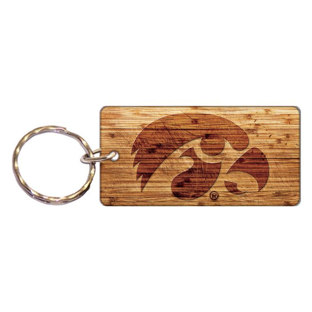 Iowa Hawkeyes WOOD Keychain Rectangle