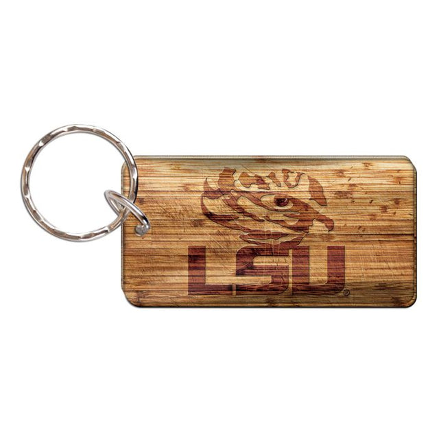 Llavero rectangular de madera de los Tigres de la LSU