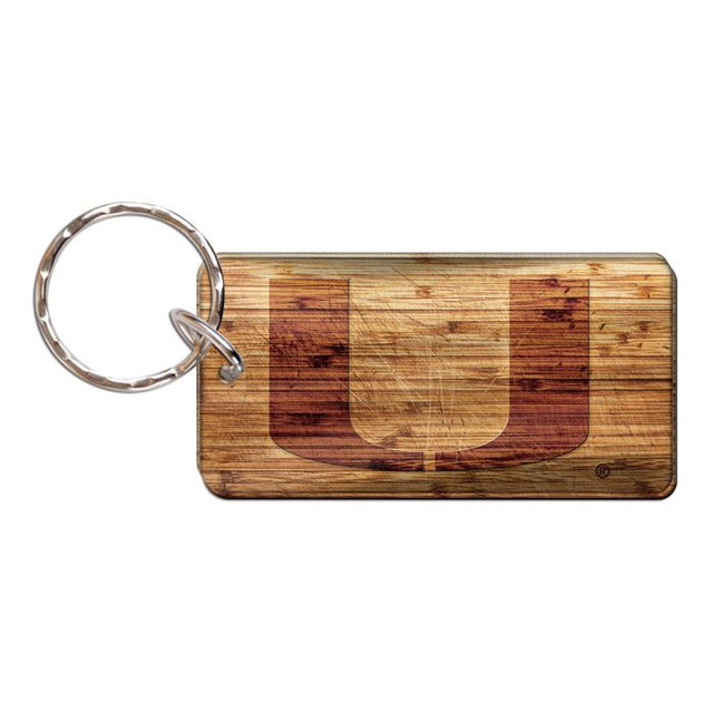 Llavero rectangular de madera de los Miami Hurricanes