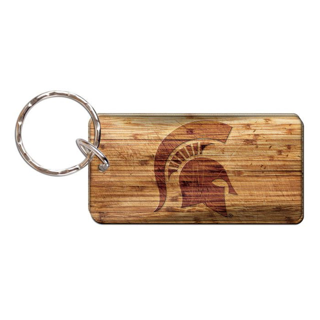 Michigan State Spartans WOOD Keychain Rectangle