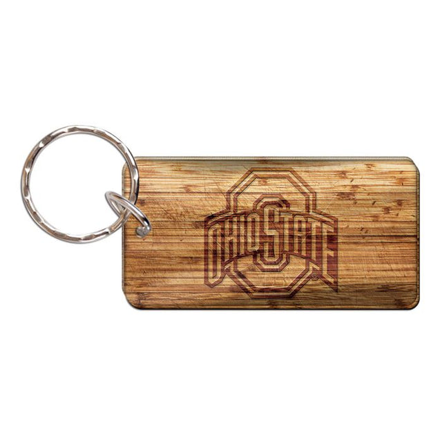 Llavero rectangular de madera de los Ohio State Buckeyes