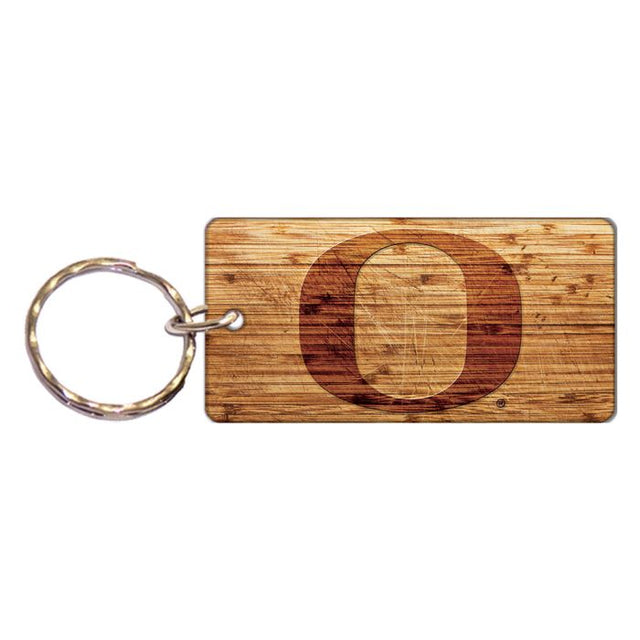 Llavero rectangular de madera de los Oregon Ducks