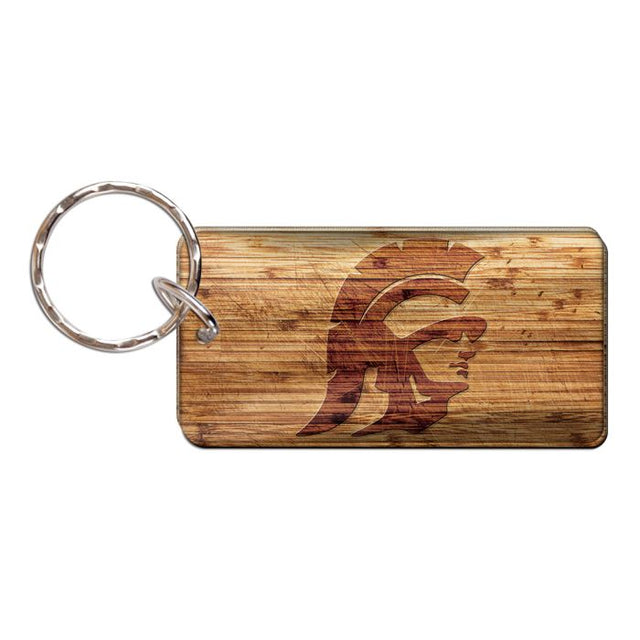 USC Trojans WOOD Keychain Rectangle