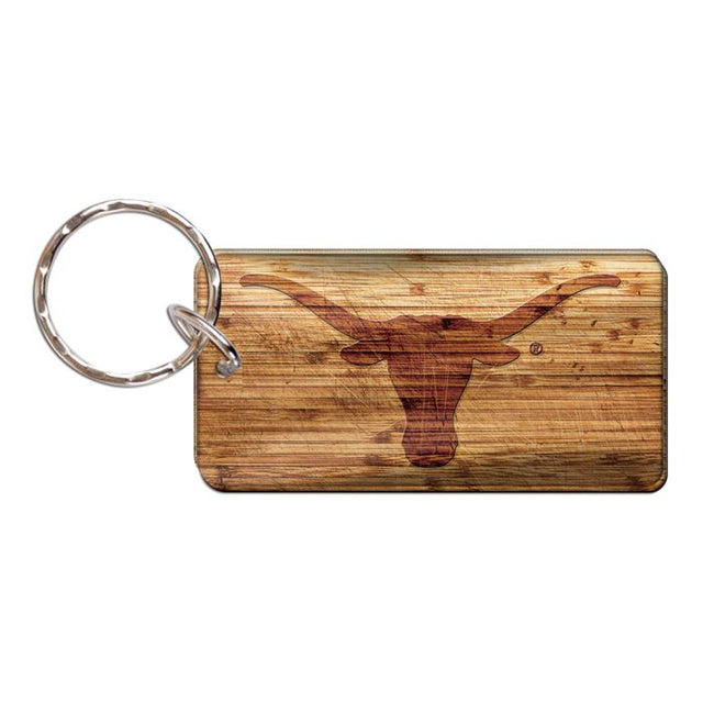 Llavero rectangular de madera de los Texas Longhorns