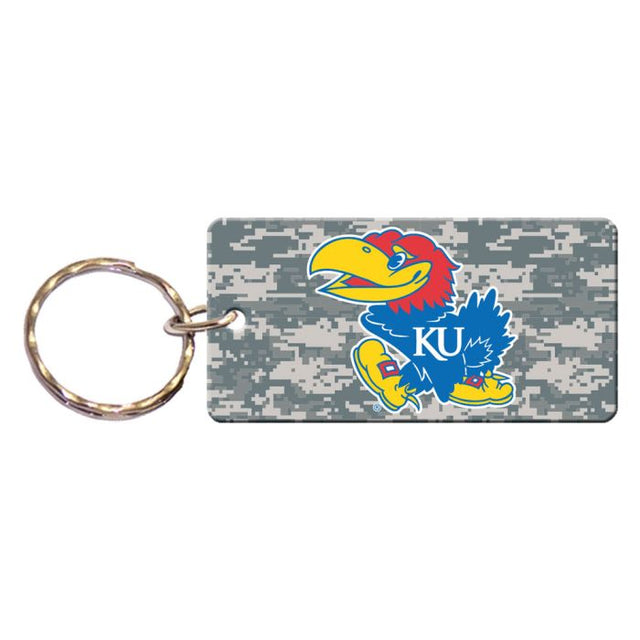 Llavero rectangular con estampado de camuflaje de los Kansas Jayhawks