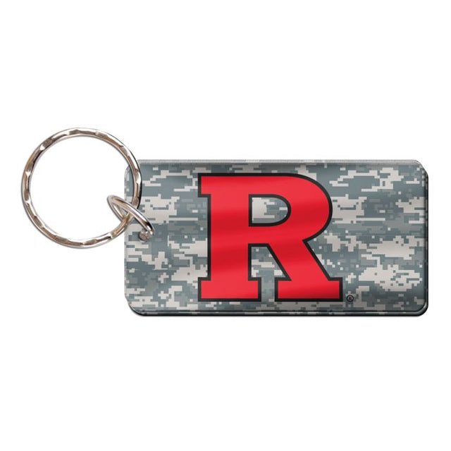 Llavero rectangular con estampado de camuflaje de los Rutgers Scarlet Knights