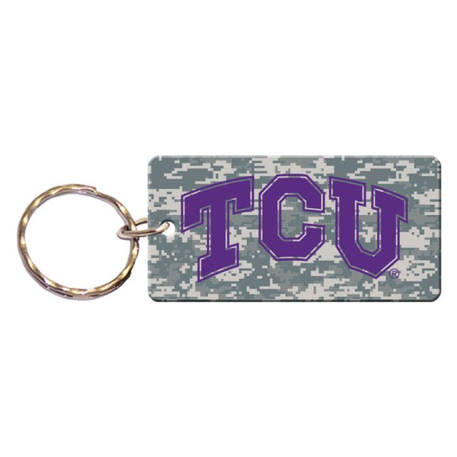 Llavero rectangular con estampado de camuflaje de TCU Horned Frogs