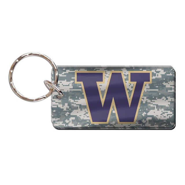 Llavero rectangular con estampado de camuflaje de los Washington Huskies