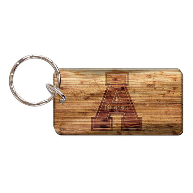 Llavero rectangular de madera de los Appalachian State Mountaineers