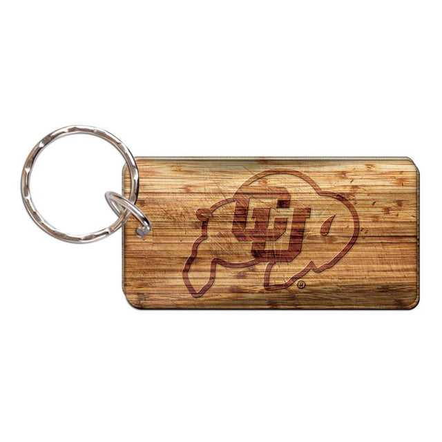 Llavero rectangular de madera de los Colorado Buffaloes