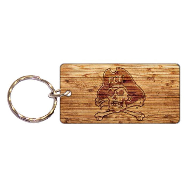 East Carolina Pirates WOOD Keychain Rectangle