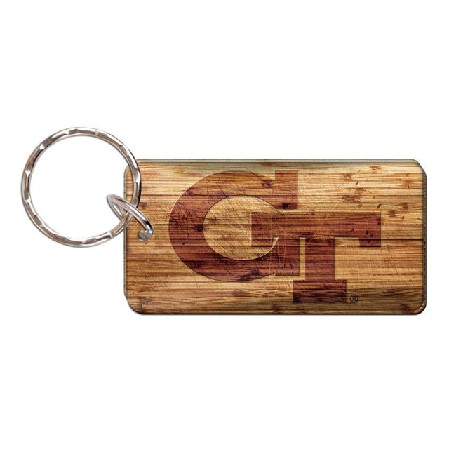 Georgia Tech Yellow Jackets WOOD Keychain Rectangle