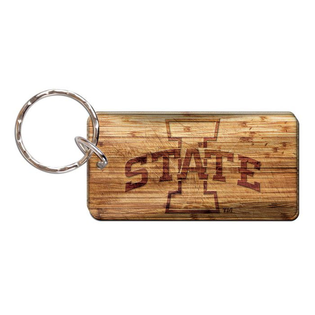 Llavero rectangular de madera de los Iowa State Cyclones