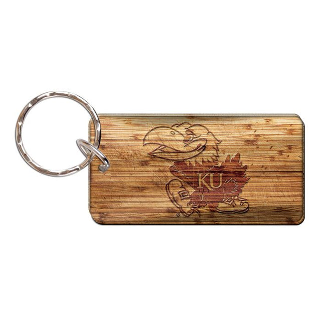 Kansas Jayhawks WOOD Keychain Rectangle