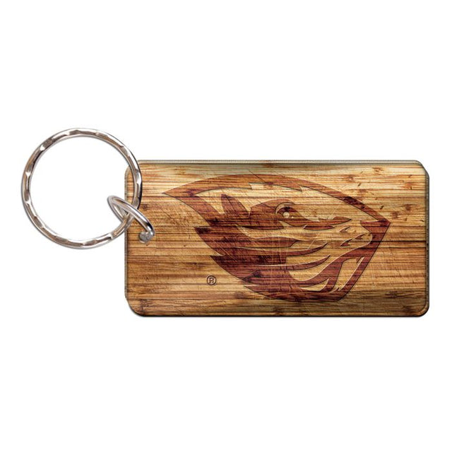 Llavero rectangular de madera de Oregon State Beavers