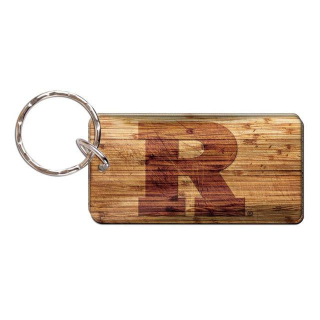 Llavero rectangular de madera de los Rutgers Scarlet Knights