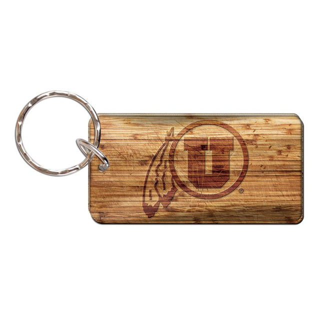 Utah Utes WOOD Keychain Rectangle