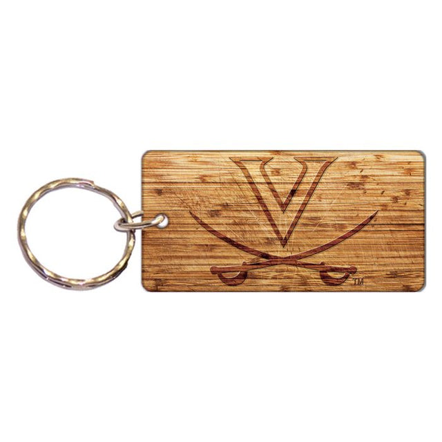 Virginia Cavaliers WOOD Keychain Rectangle