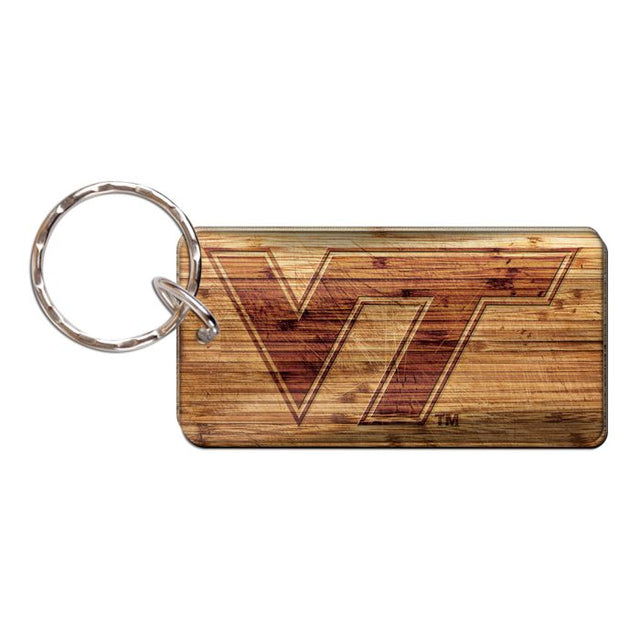 Llavero rectangular de madera de los Virginia Tech Hokies