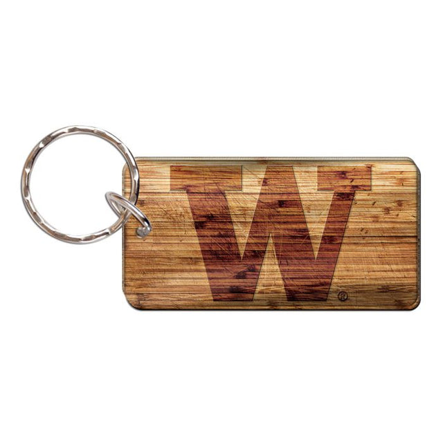 Llavero rectangular de madera de Washington Huskies