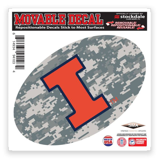 Calcomanía para todo tipo de superficies con el lema "Illini Fighting Illini CAMO", 6" x 6"