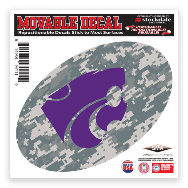 Calcomanía para todo tipo de superficies con diseño de camuflaje de Kansas State Wildcats, 6" x 6"