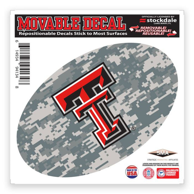 Calcomanía para todo tipo de superficies con diseño de camuflaje de los Texas Tech Red Raiders, 6" x 6"