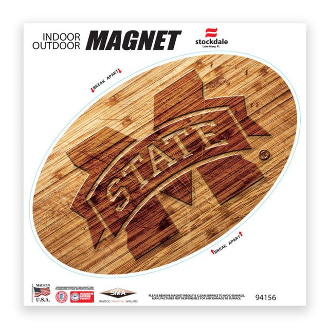 Imanes de madera para exteriores de Mississippi State Bulldogs, 6" x 6"