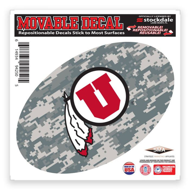 Calcomanía para todo tipo de superficies con diseño de camuflaje de Utah Utes, 6" x 6"