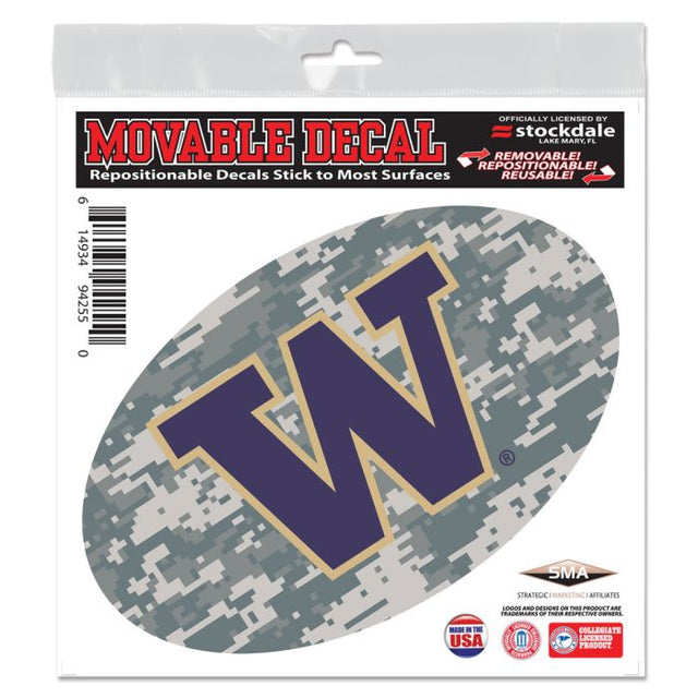 Calcomanía para todo tipo de superficies con diseño de camuflaje de Washington Huskies, 6" x 6"