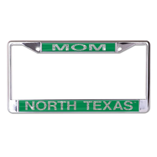 North Texas Mean Green GLITTER LETTERS Lic Plt Frame S/L Metallic