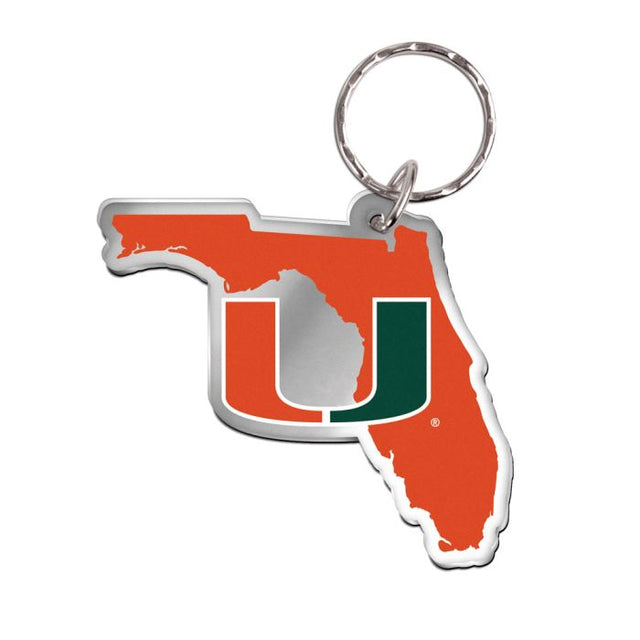 Llavero con forma de estado de los Miami Hurricanes