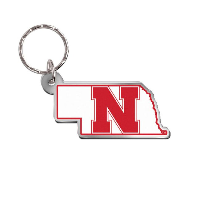 Nebraska Cornhuskers STATE SHAPE Keychain Freeform